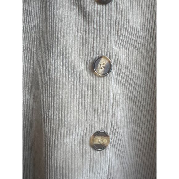 Nasty Gal Beige Corduroy Collar Button Up Oversized Shacket with Front Pocket - Picture 5 of 9